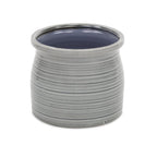 Gray Ceramic 51 Ounce Striped Round Distressed Pot Planter