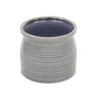 Gray Ceramic 51 Ounce Striped Round Distressed Pot Planter
