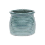 Celadon Ceramic 51 Ounce Striped Round Distressed Pot Planter