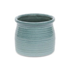 Celadon Ceramic 51 Ounce Striped Round Distressed Pot Planter