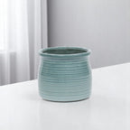 Celadon Ceramic 51 Ounce Striped Round Distressed Pot Planter