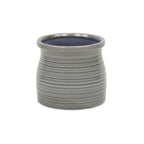 Gray Ceramic 51 Ounce Striped Round Distressed Pot Planter