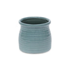 Celadon Ceramic 25 Ounce Striped Round Distressed Pot Planter