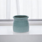 Celadon Ceramic 25 Ounce Striped Round Distressed Pot Planter