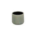 Green Ceramic 25 Ounce Striped Round Distressed Pot Planter