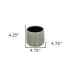 Green Ceramic 25 Ounce Striped Round Distressed Pot Planter