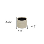Off White Ceramic 25 Ounce Dotted Round Distressed Pot Planter