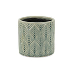 Green Ceramic 33 Ounce Geometric Round Distressed Pot Planter