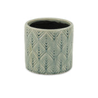 Green Ceramic 33 Ounce Geometric Round Distressed Pot Planter