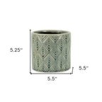 Green Ceramic 33 Ounce Geometric Round Distressed Pot Planter