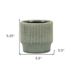 Green Ceramic 41 Ounce Striped Round Distressed Pot Planter