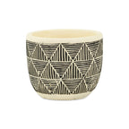 Black And White Ceramic 30 Ounce Geometric Round Distressed Pot Planter