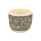 Black And White Ceramic 30 Ounce Geometric Round Distressed Pot Planter