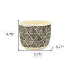 Black And White Ceramic 30 Ounce Geometric Round Distressed Pot Planter