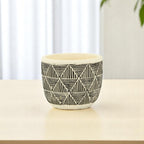 Black And White Ceramic 30 Ounce Geometric Round Distressed Pot Planter