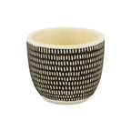 Black And White Ceramic 39 Ounce Dotted Round Distressed Pot Planter