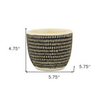 Black And White Ceramic 39 Ounce Dotted Round Distressed Pot Planter