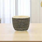 Black And White Ceramic 39 Ounce Dotted Round Distressed Pot Planter