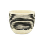 Black And White Ceramic 39 Ounce Striped Round Distressed Pot Planter