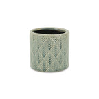 Green Ceramic 16 Ounce Geometric Round Distressed Pot Planter