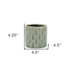Green Ceramic 16 Ounce Geometric Round Distressed Pot Planter