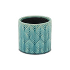 Turquoise Ceramic 22 Ounce Geometric Round Distressed Pot Planter