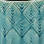 Turquoise Ceramic 22 Ounce Geometric Round Distressed Pot Planter