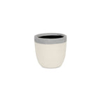 Gray And Ivory Ceramic 41 Ounce Crackle Round Distressed Pot Planter