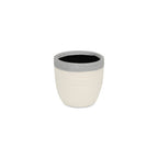 Gray And Ivory Ceramic 41 Ounce Crackle Round Distressed Pot Planter