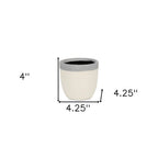 Gray And Ivory Ceramic 41 Ounce Crackle Round Distressed Pot Planter