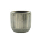 Gray Ceramic 17 Ounce Striped Round Distressed Pot Planter