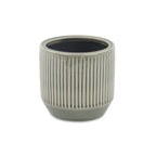 Gray Ceramic 17 Ounce Striped Round Distressed Pot Planter