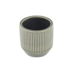 Gray Ceramic 17 Ounce Striped Round Distressed Pot Planter