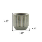 Gray Ceramic 17 Ounce Striped Round Distressed Pot Planter