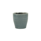 Blue Ceramic 22 Ounce Striped Round Distressed Pot Planter