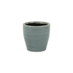 Blue Ceramic 22 Ounce Striped Round Distressed Pot Planter