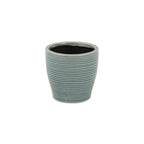 Blue Ceramic 22 Ounce Striped Round Distressed Pot Planter