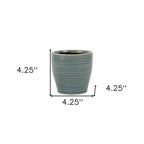 Blue Ceramic 22 Ounce Striped Round Distressed Pot Planter