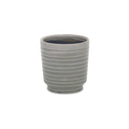 Gray Ceramic 19 Ounce Striped Round Distressed Pot Planter