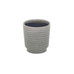 Gray Ceramic 19 Ounce Striped Round Distressed Pot Planter