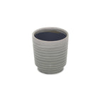 Gray Ceramic 19 Ounce Striped Round Distressed Pot Planter
