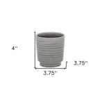 Gray Ceramic 19 Ounce Striped Round Distressed Pot Planter