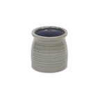 Gray Ceramic 15 Ounce Striped Round Distressed Pot Planter