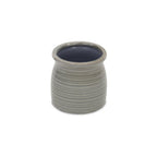 Gray Ceramic 15 Ounce Striped Round Distressed Pot Planter