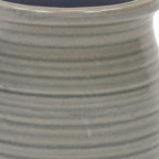 Gray Ceramic 15 Ounce Striped Round Distressed Pot Planter