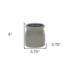 Gray Ceramic 15 Ounce Striped Round Distressed Pot Planter
