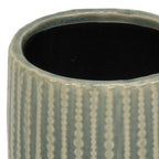 Beige And Green Ceramic 12 Ounce Striped Round Distressed Pot Planter