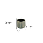 Beige And Green Ceramic 12 Ounce Striped Round Distressed Pot Planter