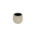 Beige And Gray Ceramic 12 Ounce Dotted Round Distressed Pot Planter