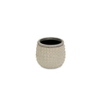 Beige And Gray Ceramic 12 Ounce Dotted Round Distressed Pot Planter